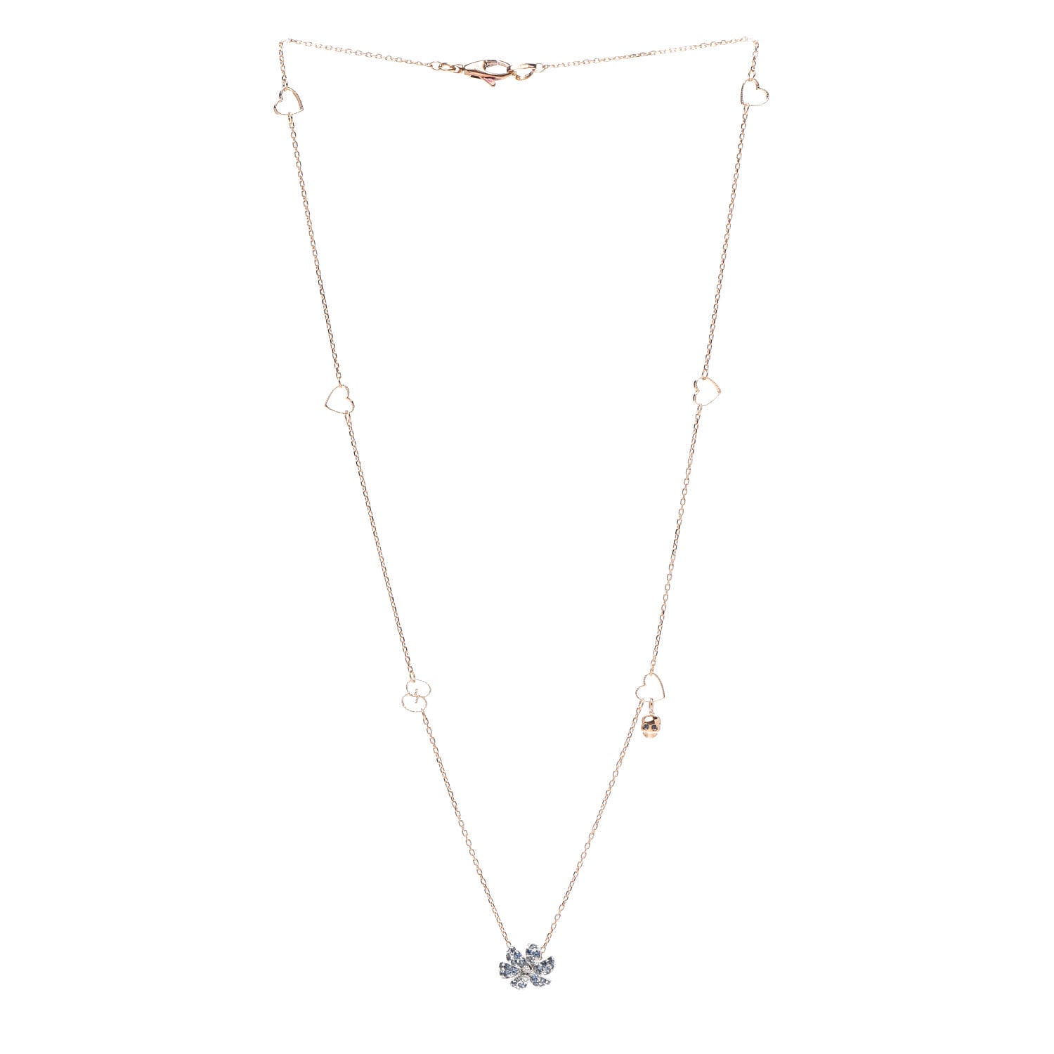 Gucci 18K Rose Gold Diamond Blue Sapphire Flower Pendant Necklace 3 of 5