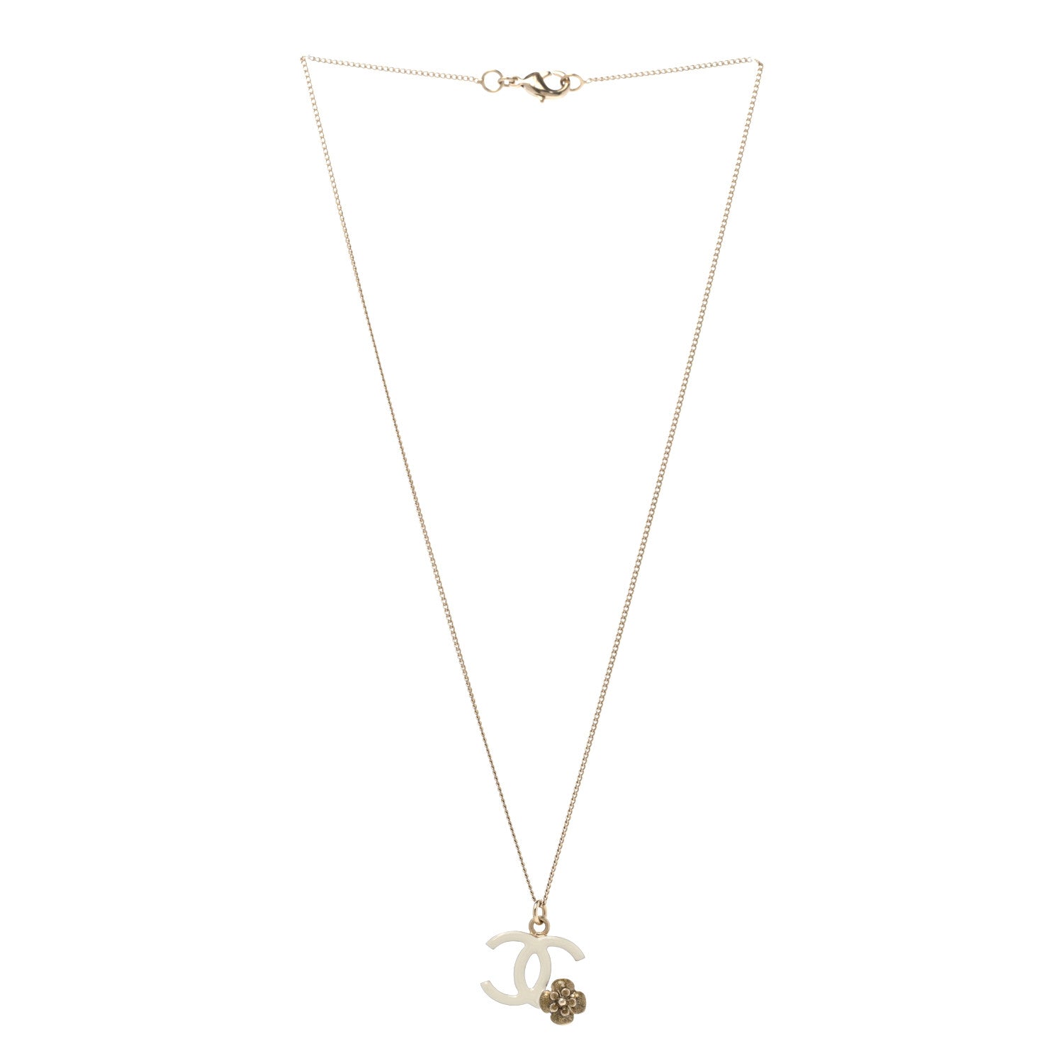 Chanel Enamel CC Camellia Necklace Ivory Gold 3 of 6