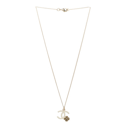 Chanel Enamel CC Camellia Necklace Ivory Gold 3 of 6