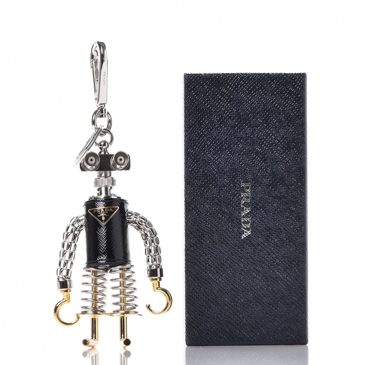 Prada Saffiano Robot Edward Hook Trick Keychain 5 of 5