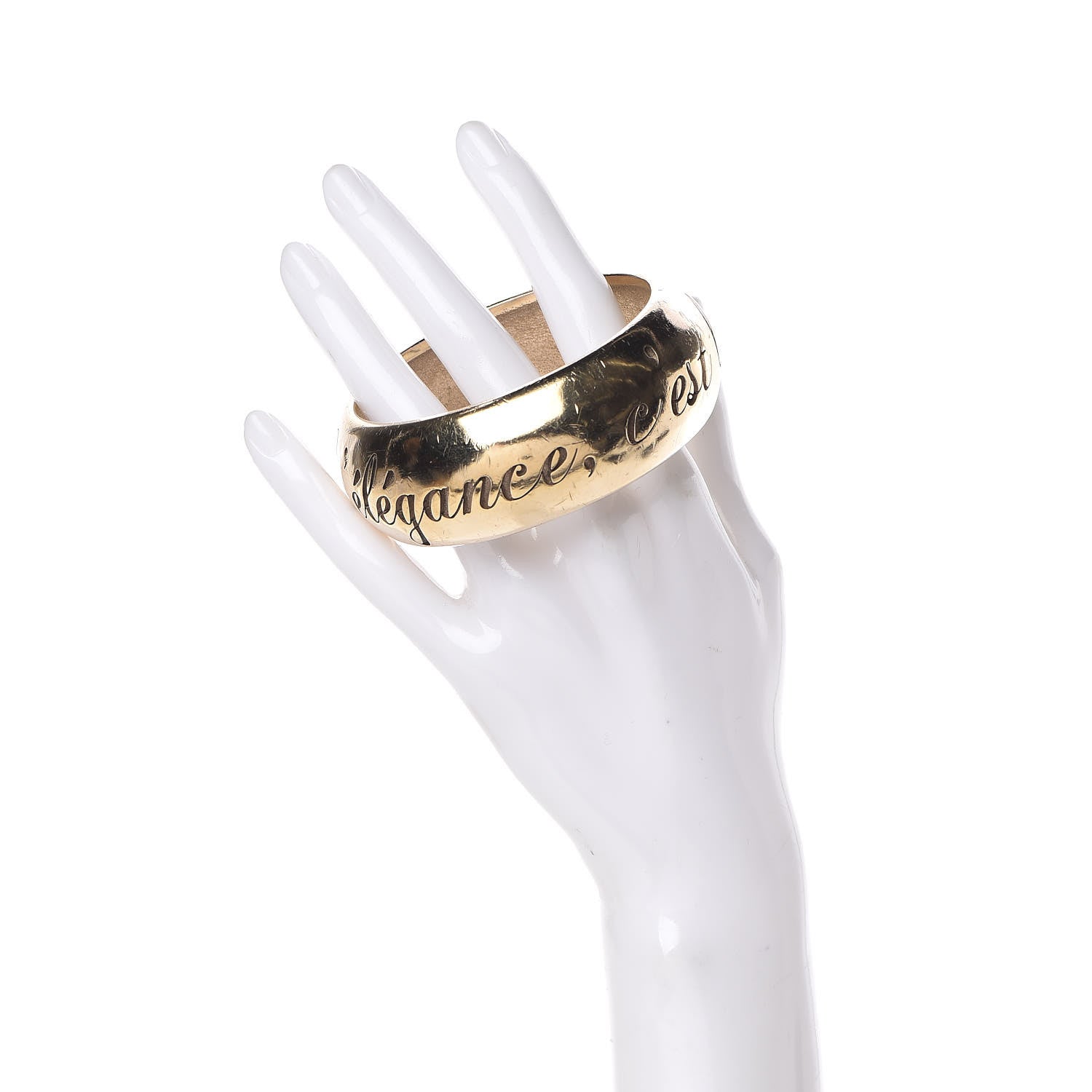 Chanel Wide L'Elegence French Quote Bangle Gold 2 of 6