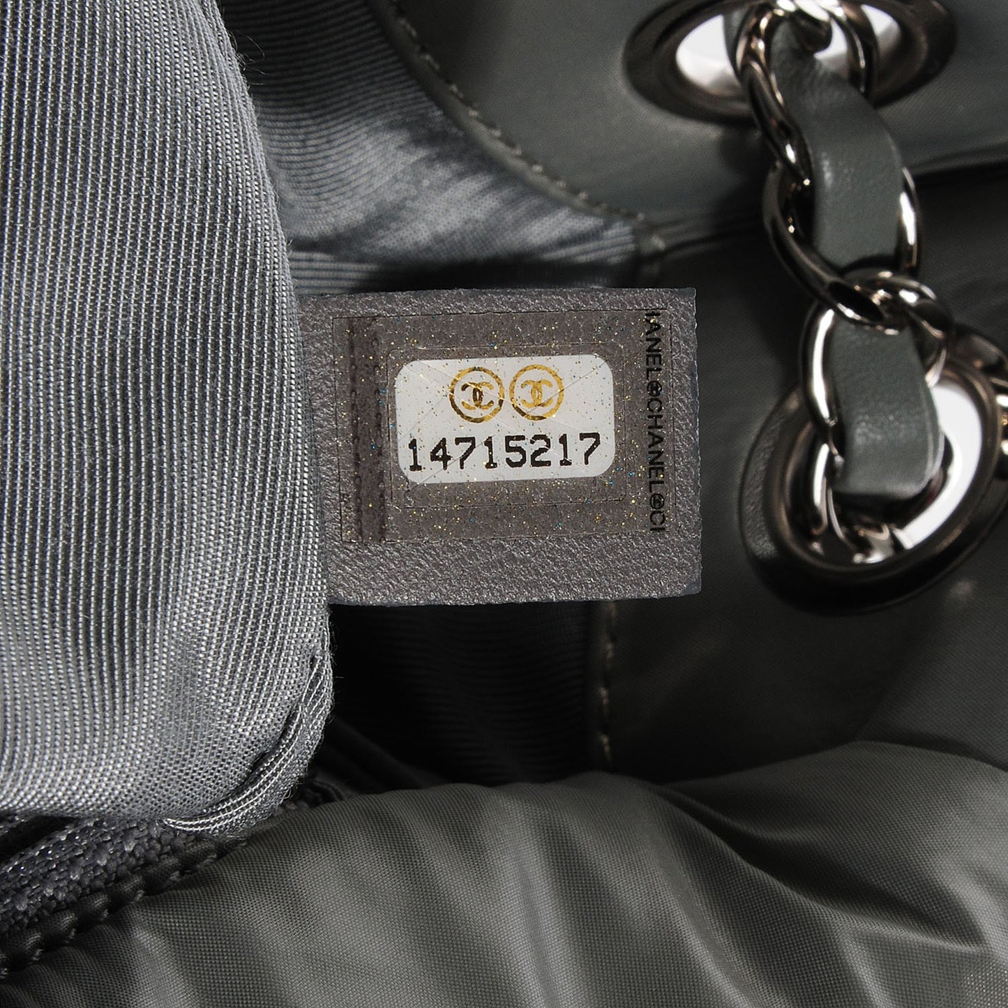 Nylon Quilted Tweed Stitch Bubble Flap Grey