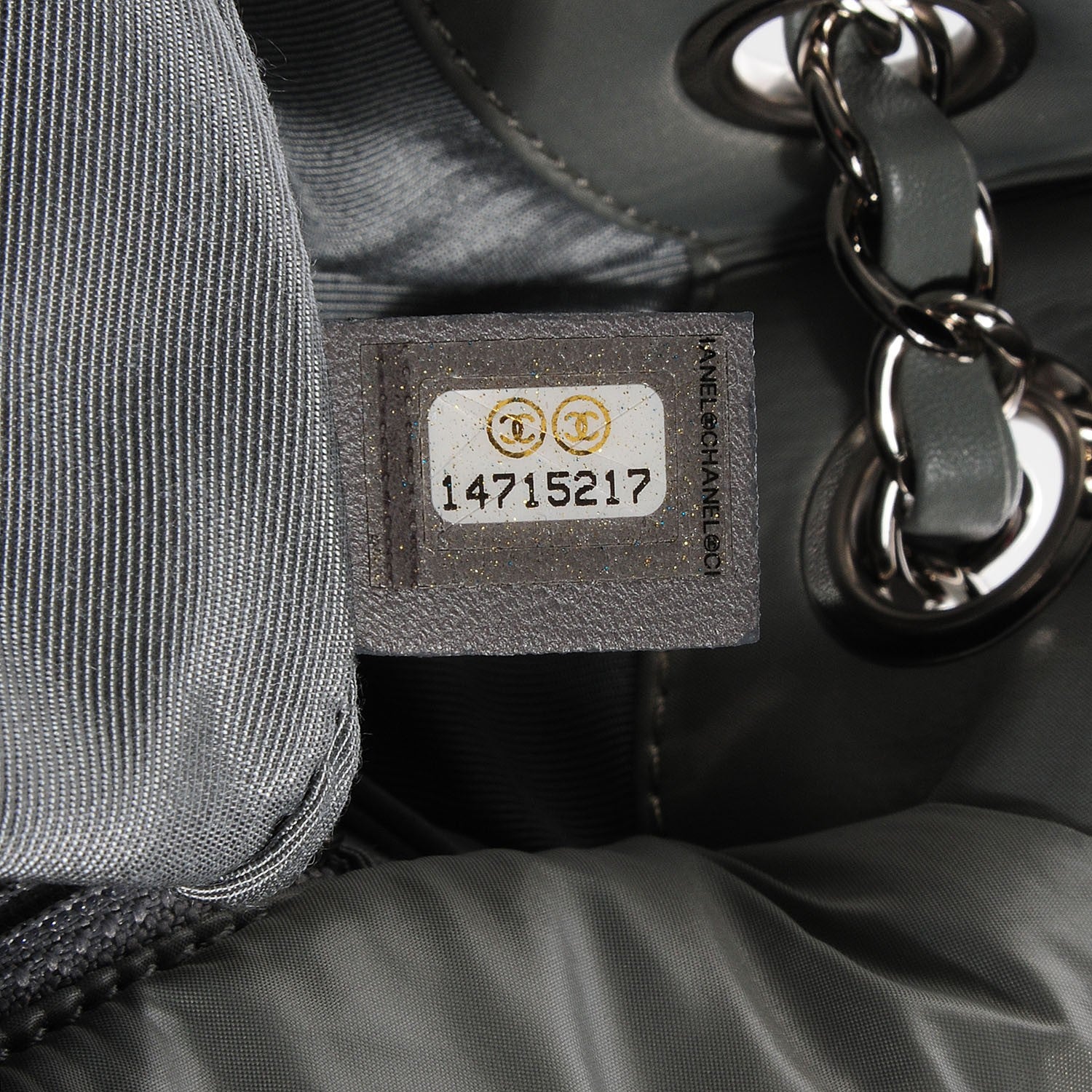 Chanel Nylon Quilted Tweed Stitch Bubble Flap Grey 6 of 7