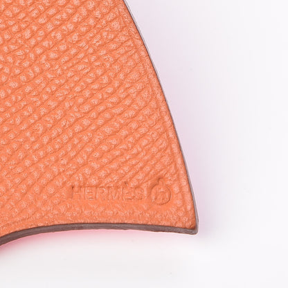 Hermes Togo Epsom Petit H Heart Bag Charm Rose Azalee Orange 3 of 3