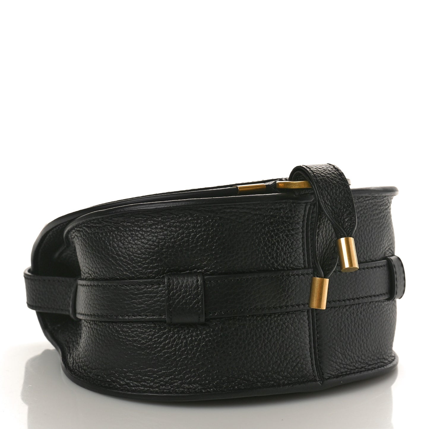 Grained Calfskin Small Marcie Saddle Bag Black