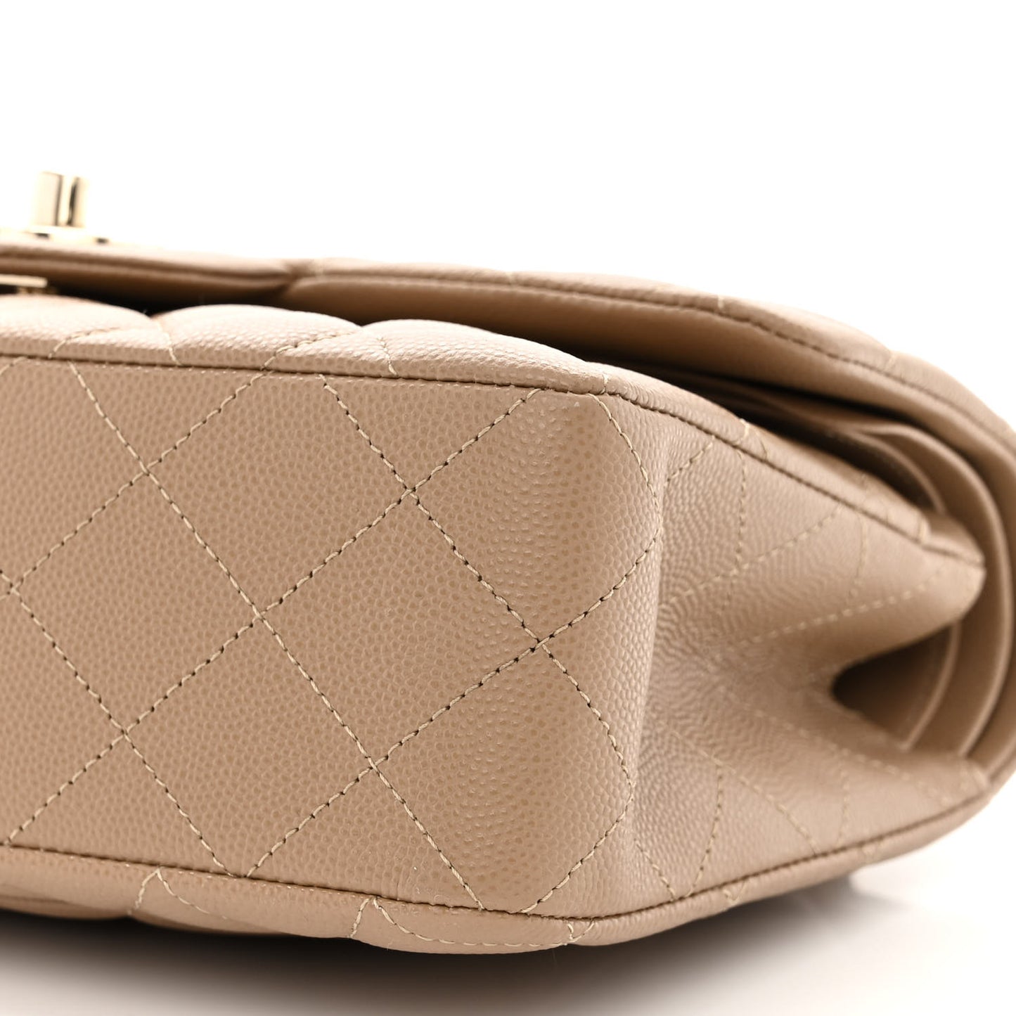 Caviar Quilted Small Double Flap Dark Beige