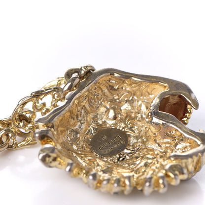 Gucci Metal Crystal Enamel Rajah Necklace Gold Blue 6 of 7