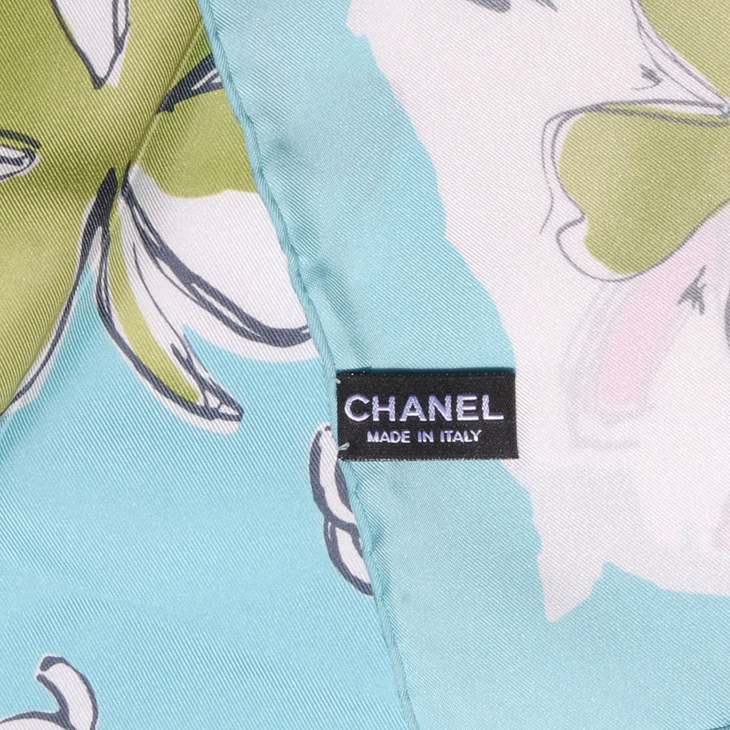 Chanel Silk CC Camellia Clover Heart Scarf 4 of 5