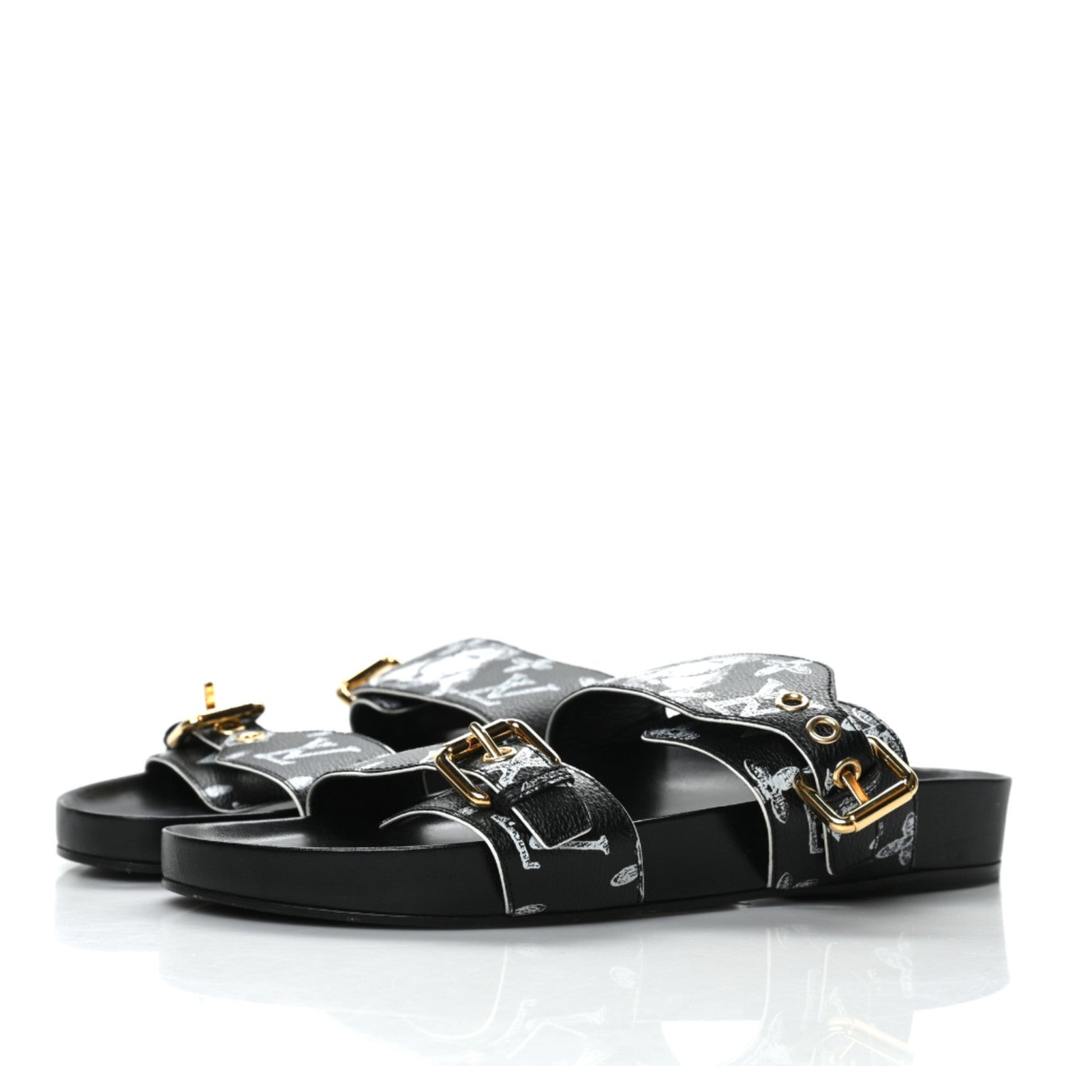 Louis Vuitton Catogram Bom Dia Flat Mule 39 Black White 3 of 8