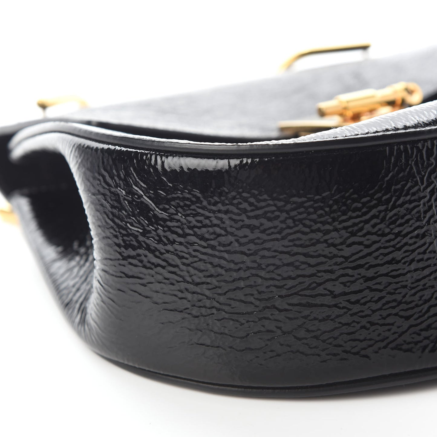 Grained Patent Drew Shoulder Bag Black