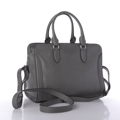 Alexander McQueen Pebbled Calfskin Small Skull Padlock Zip Around Tote Dark Grey 4 of 10
