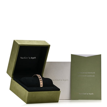 Van Cleef & Arpels 18K Rose Gold Diamond Perlee Clovers Bangle Bracelet L 4 of 4