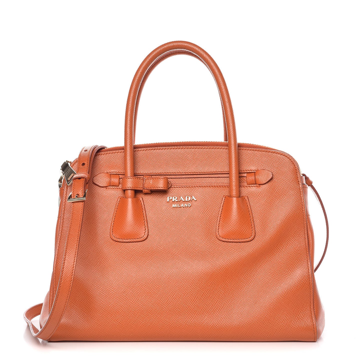 Saffiano Large Double Zip Tote Papaya