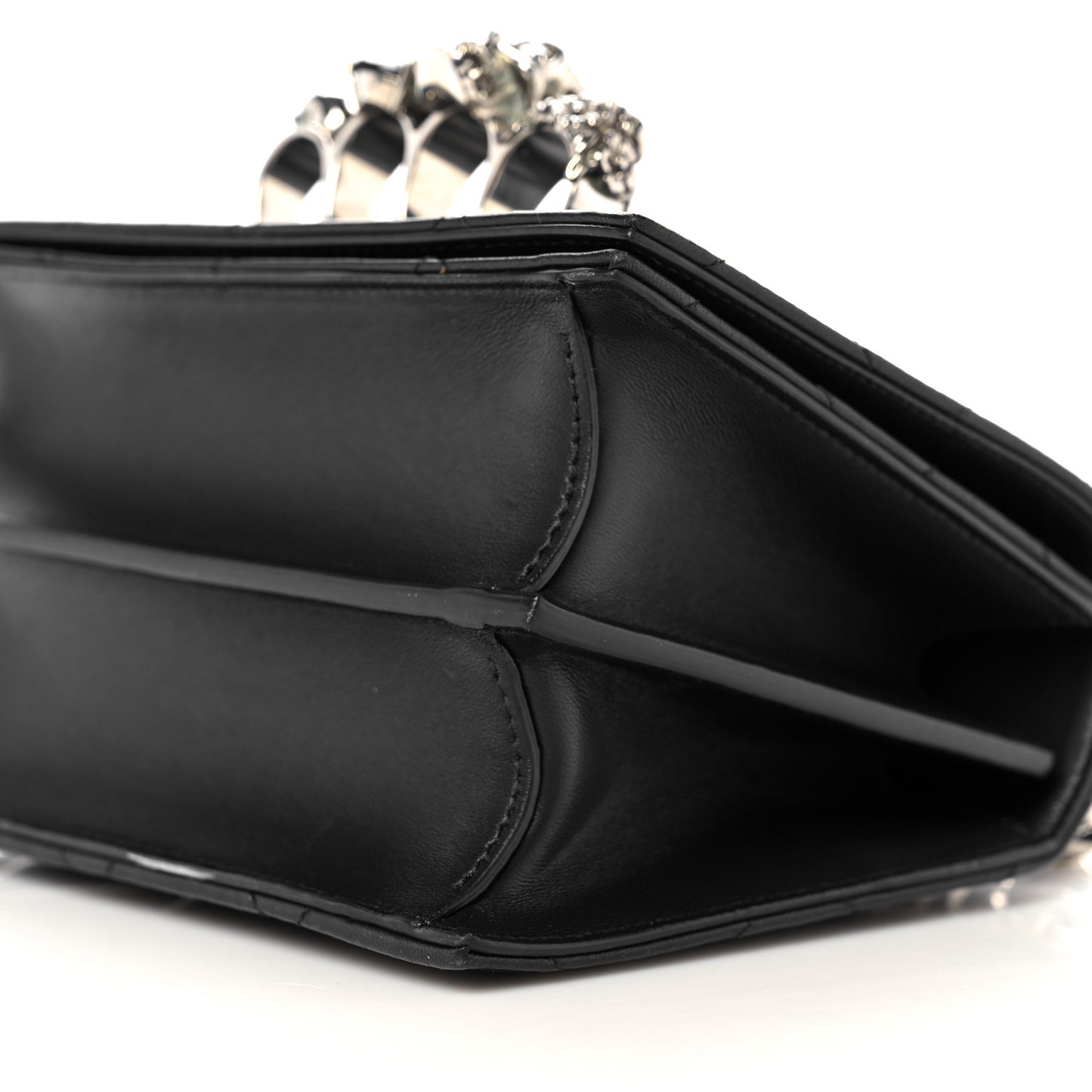 Lambskin Quilted Knuckle Shoulder Bag Black