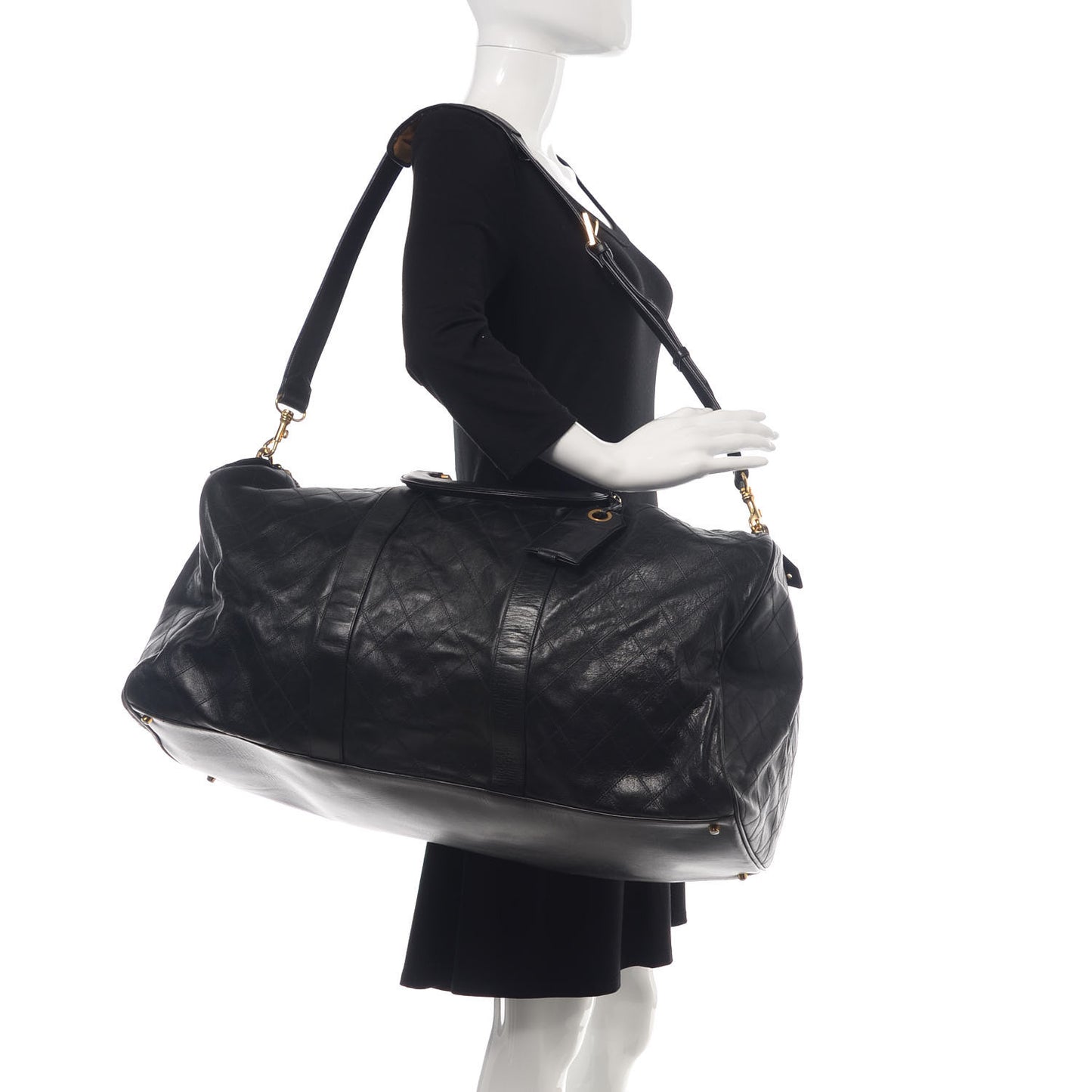 Calfskin Stitched Duffel Bag Black