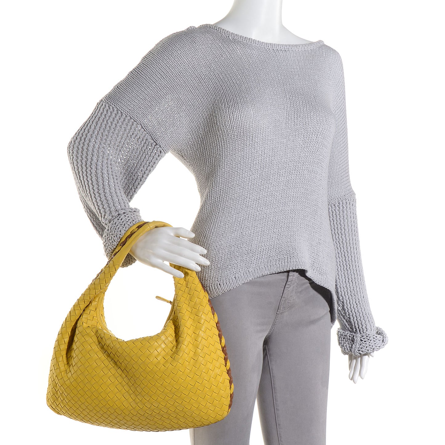 Nappa Intrecciato Medium Veneta Hobo Limone Noce