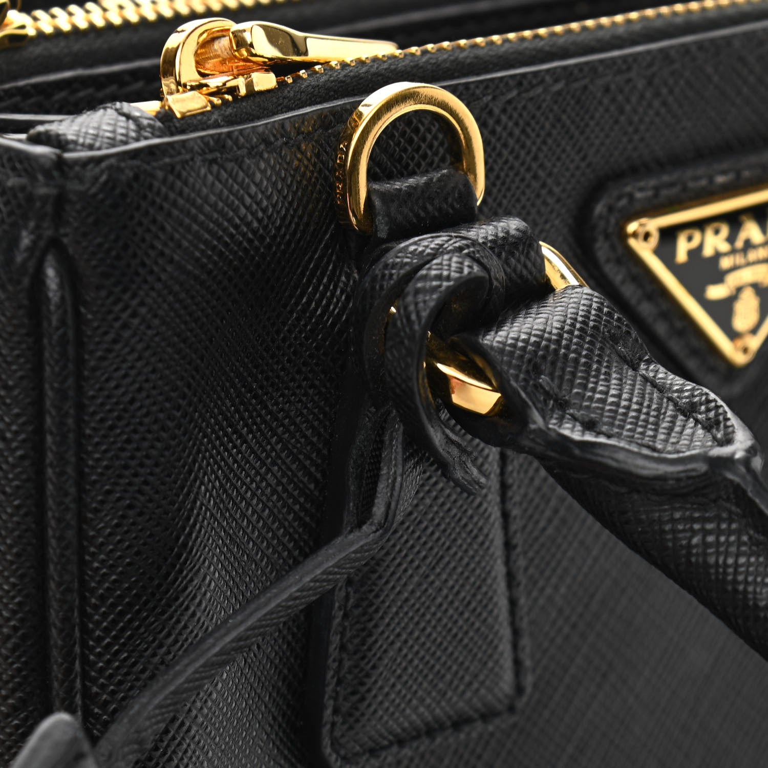 Prada Saffiano Lux Mini Galleria Double Zip Tote Black 11 of 13