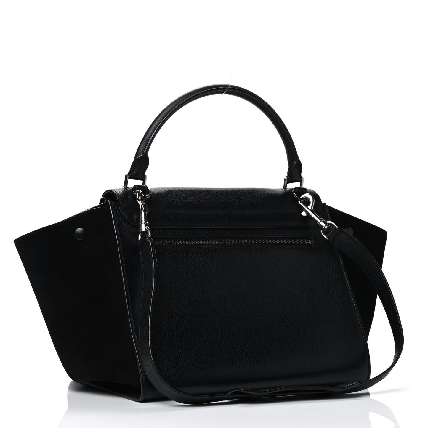 Drummed Calfskin Suede Medium Trapeze Black