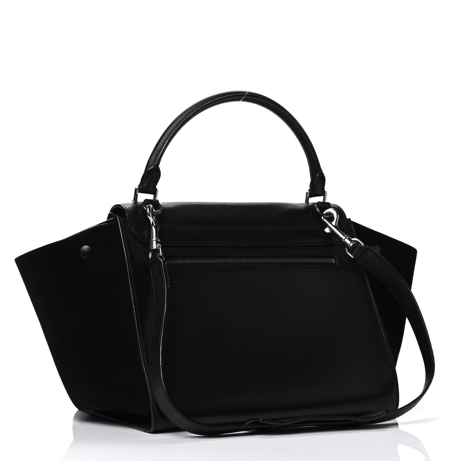 Celine Drummed Calfskin Suede Medium Trapeze Black 2 of 4