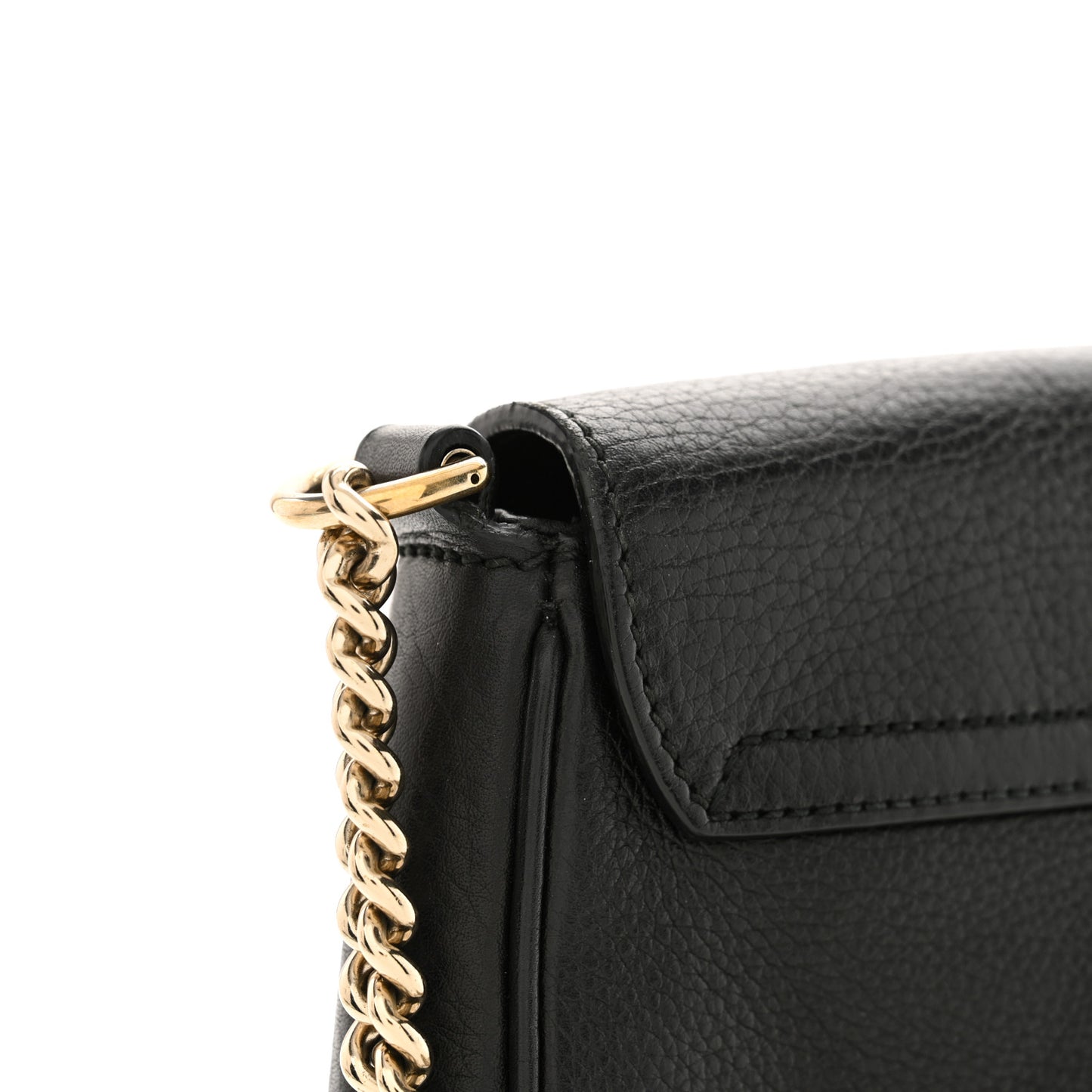 Pebbled Calfskin Medium Soho Flap Crossbody Black