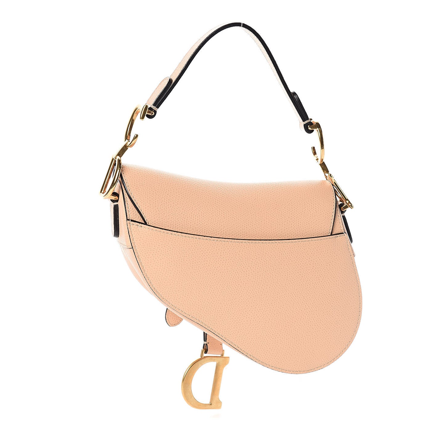 Grained Calfskin Mini Saddle Bag Nude