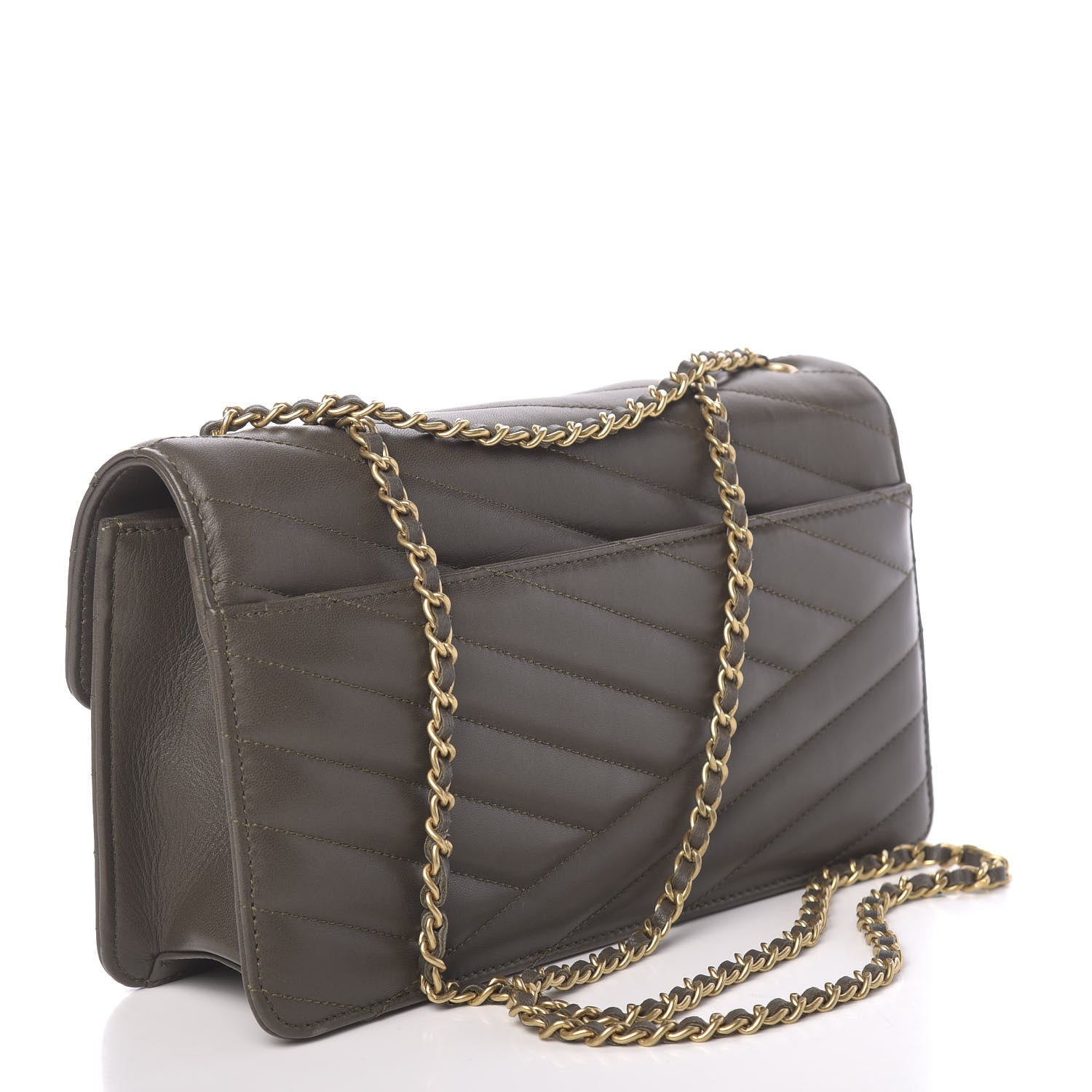 Chanel Calfskin Quilted Gabrielle Chevron Flap Grey 3 of 11
