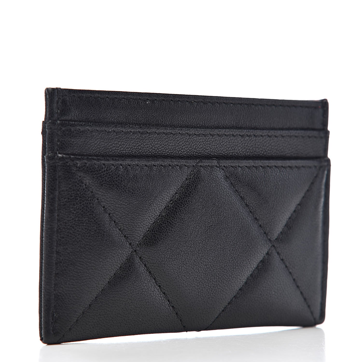 Chanel Shiny Goatskin Quilted Chanel 19 Card Holder Black 3 of 9