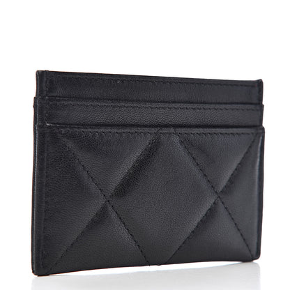 Chanel Shiny Goatskin Quilted Chanel 19 Card Holder Black 3 of 9