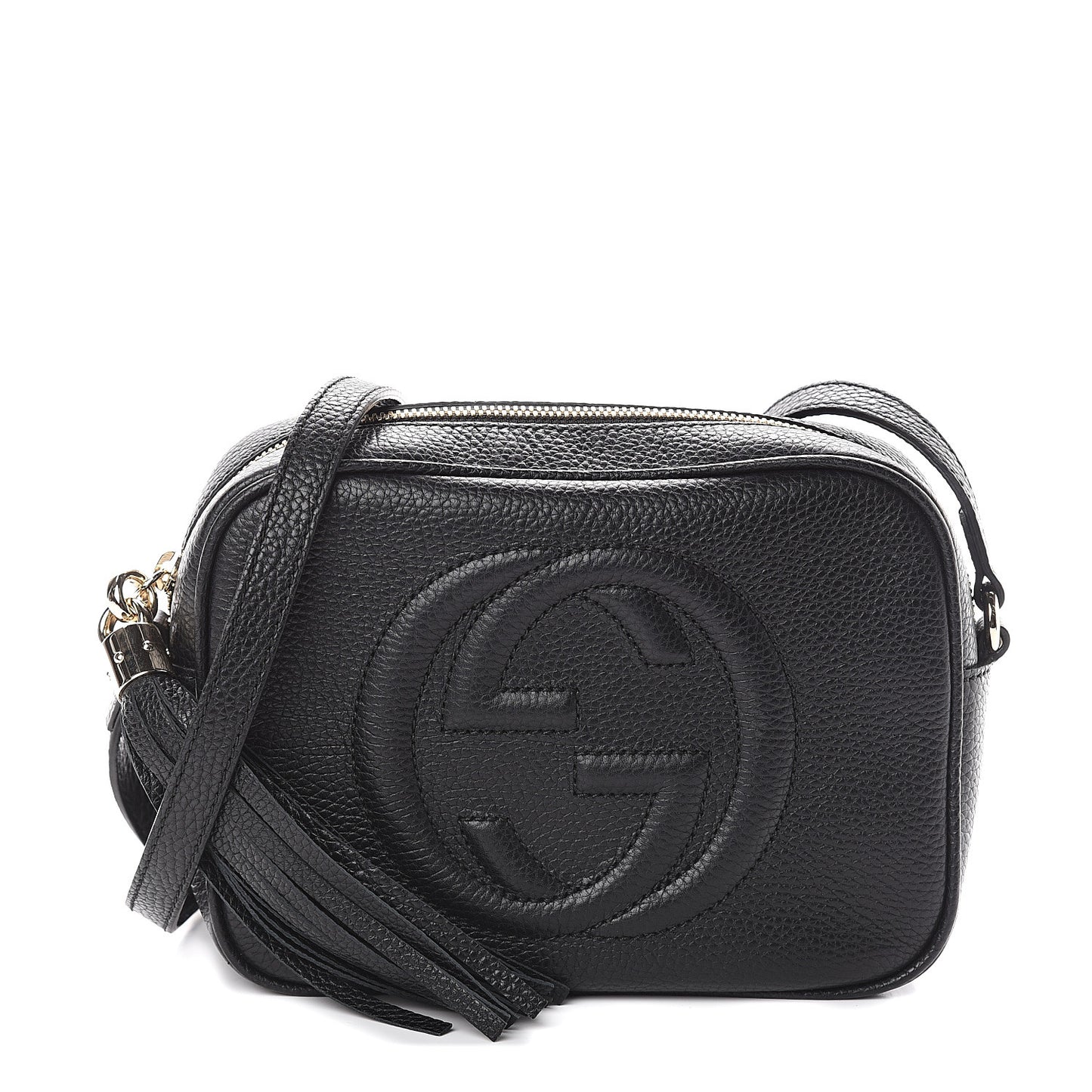 Pebbled Calfskin Small Soho Disco Bag Black