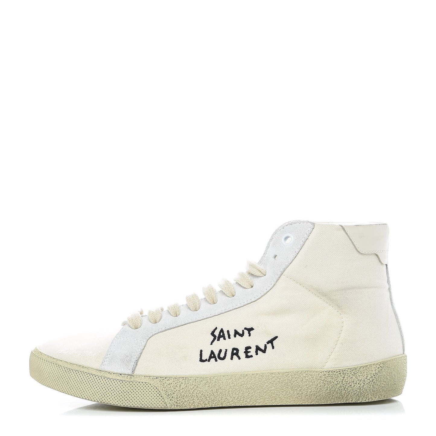 Distressed Canvas Mens Classic Court High Top Sneakers 41 Milk Panna
