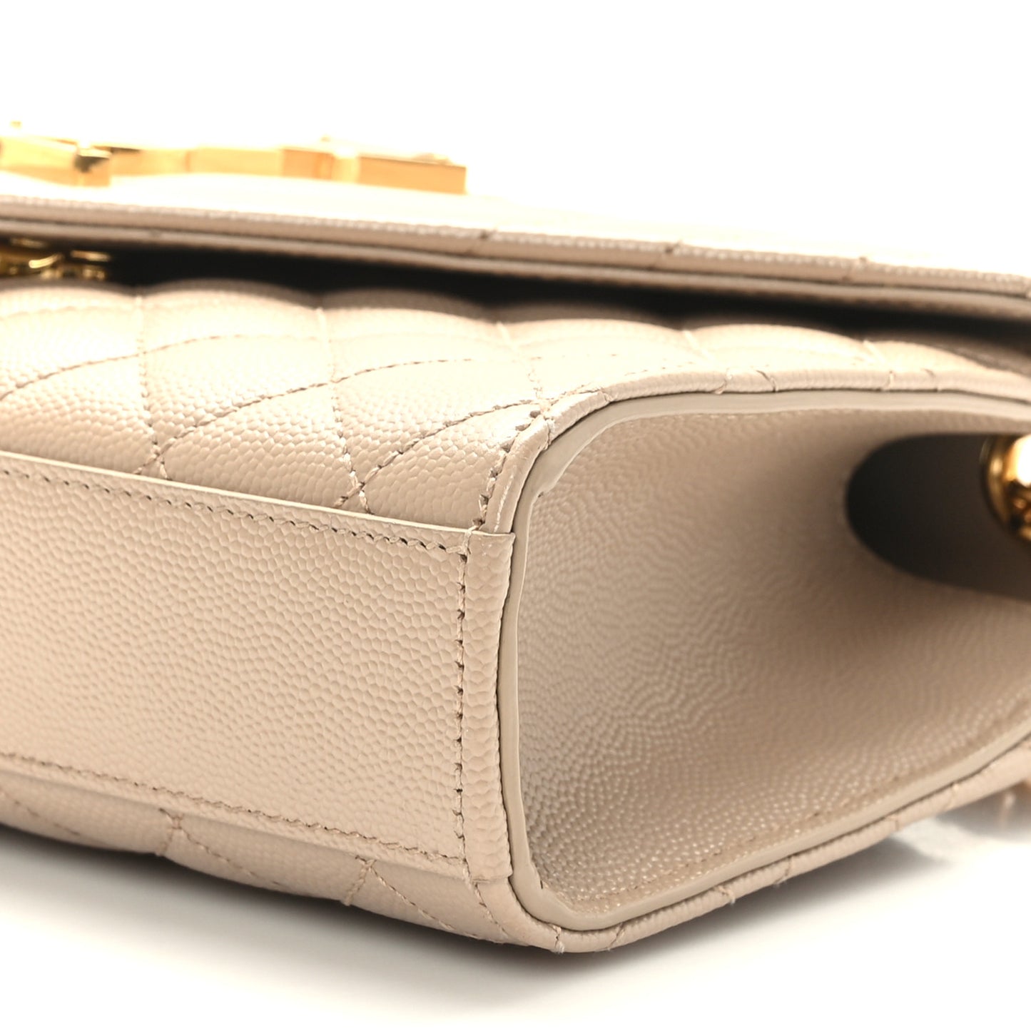 Grain De Poudre Textured Mixed Matelasse Triquilt Small Monogram Satchel Dark Beige