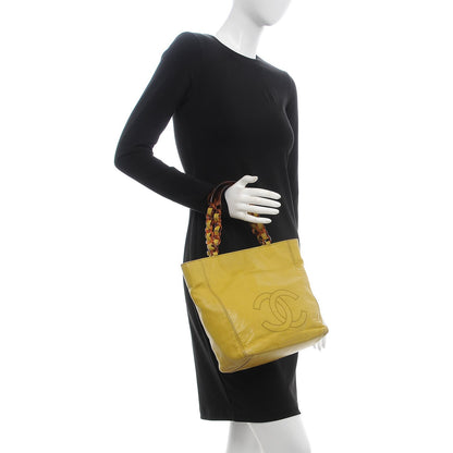 Chanel Lambskin Bekko Chain CC Shopping Tote Chartreuse 2 of 28