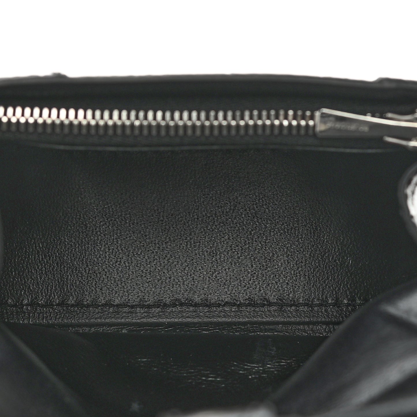 Shiny Calfskin Monochrome Crocodile Embossed Hourglass Chain Cardholder Black