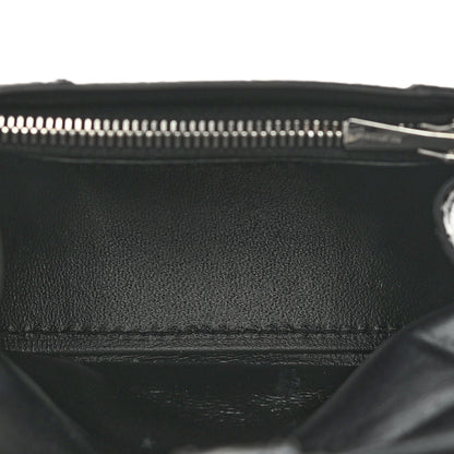 Balenciaga Shiny Calfskin Monochrome Crocodile Embossed Hourglass Chain Cardholder Black 4 of 5