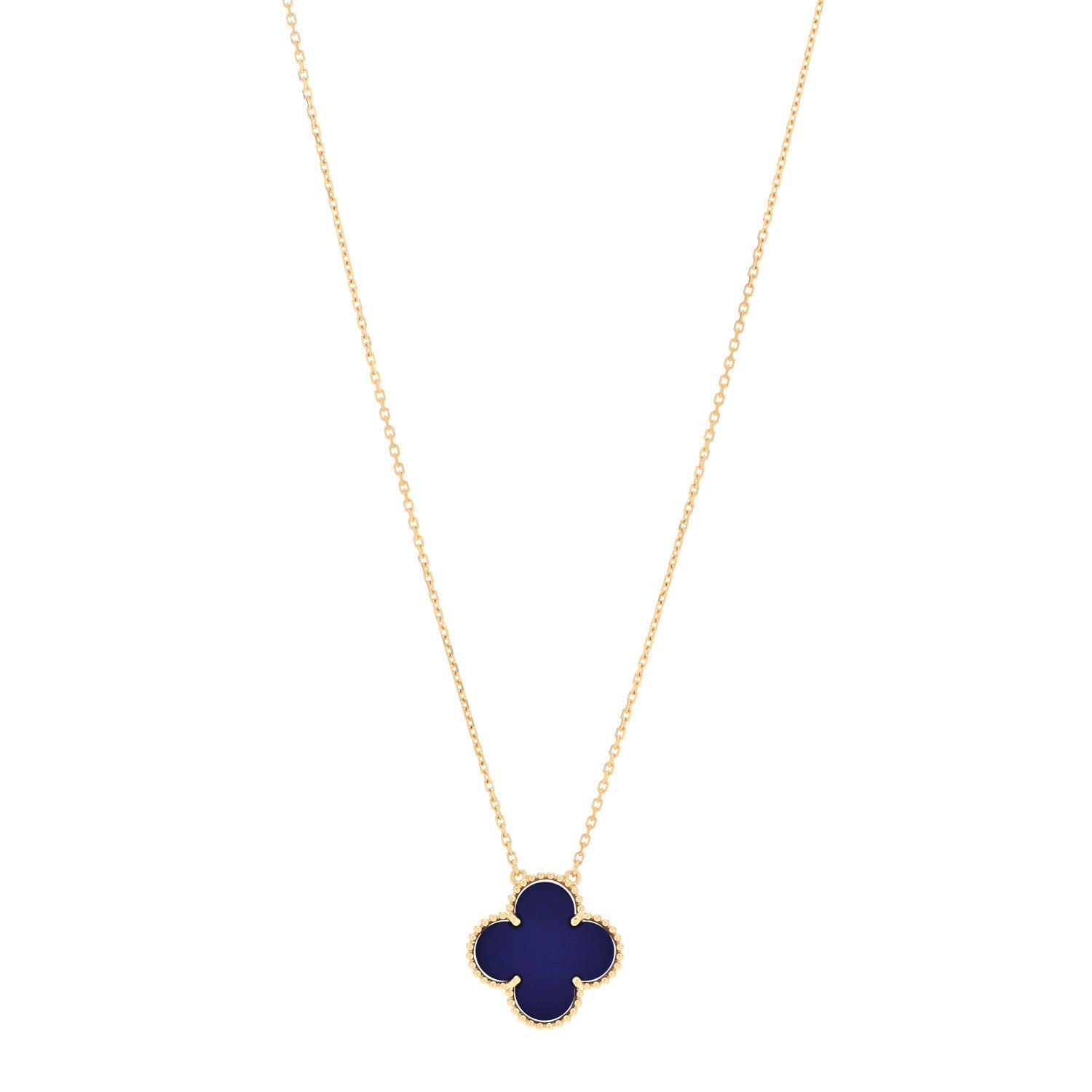 Van Cleef & Arpels 18K Yellow Gold Blue Sevres Porcelain Magic Alhambra Vendome Necklace 1 of 5