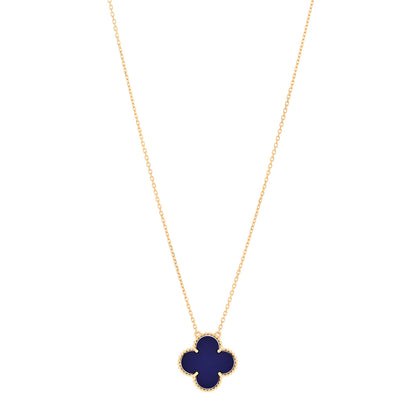 Van Cleef & Arpels 18K Yellow Gold Blue Sevres Porcelain Magic Alhambra Vendome Necklace 1 of 5