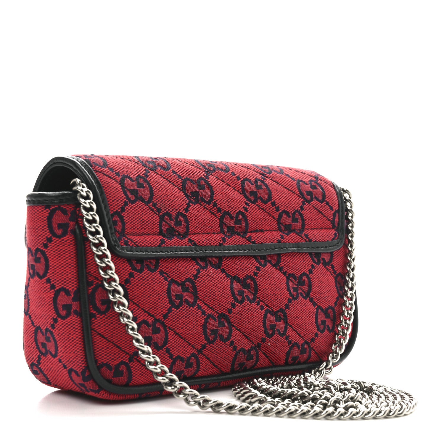 Gucci Monogram Multicolor Matelasse Diagonal Floral Embroidered Super Mini GG Marmont Shoulder Bag Red Blue Multicolor 3 of 10