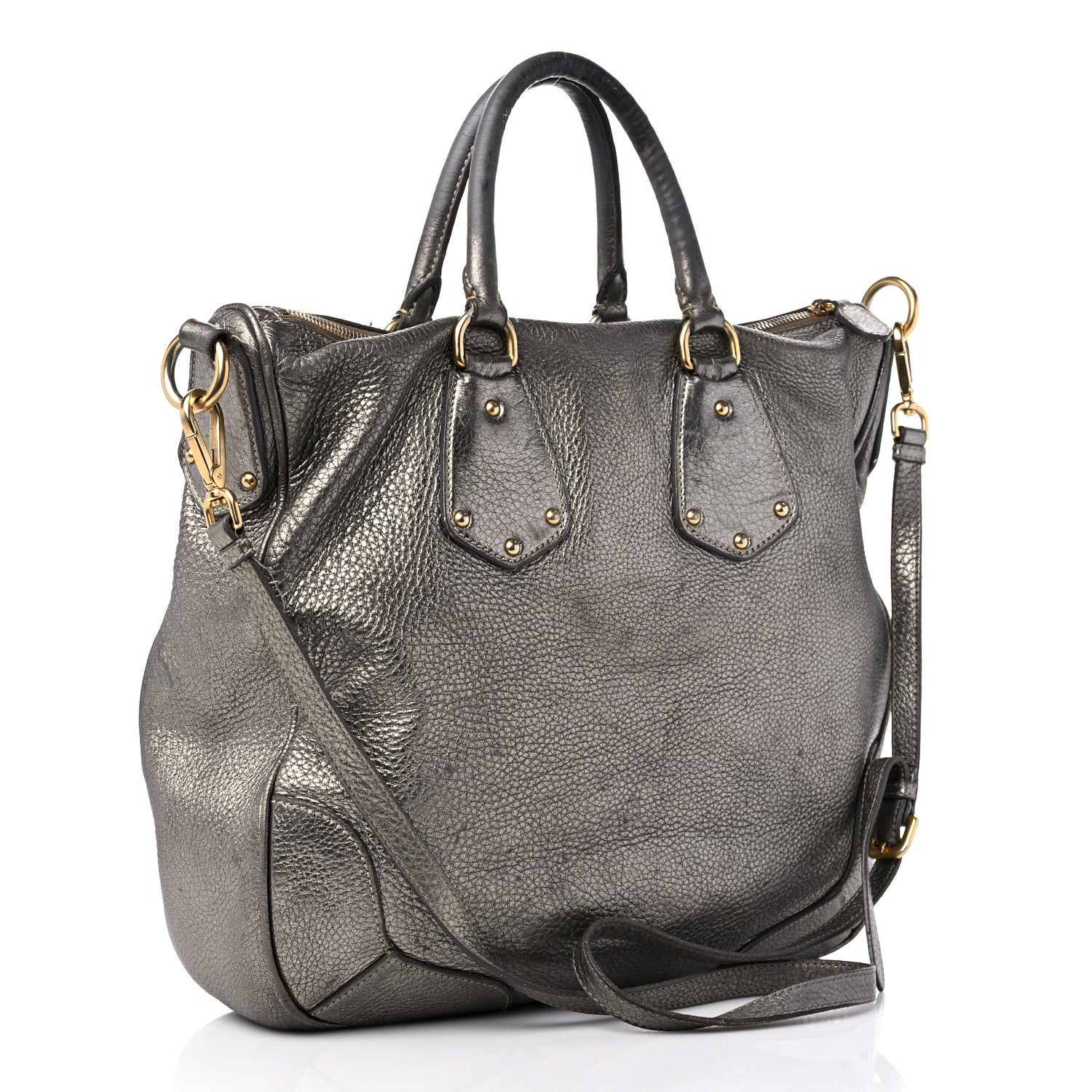 Prada Metallic Vitello Daino Tote 3 of 22