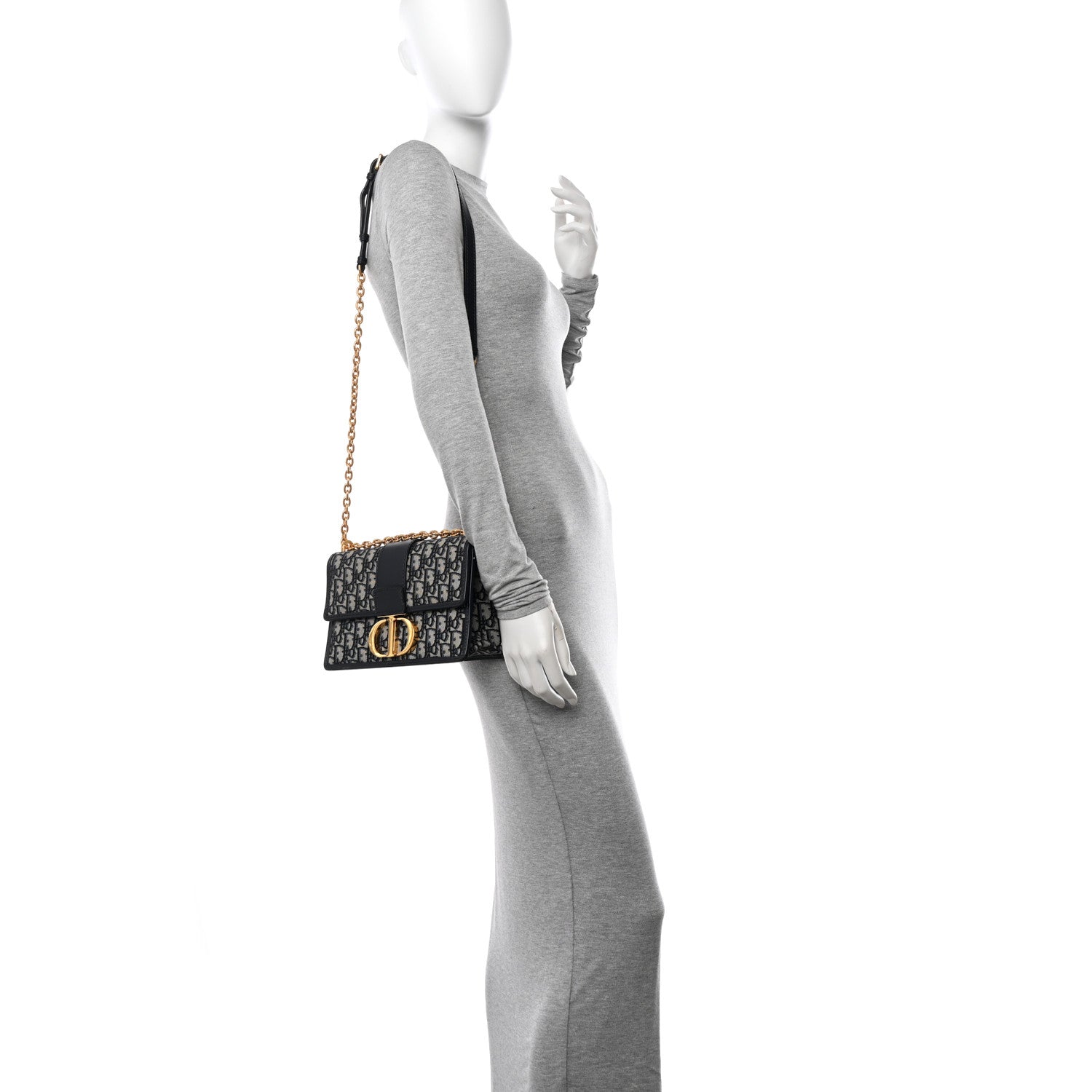 Christian Dior Oblique 30 Montaigne Chain Flap Bag Blue 2 of 13