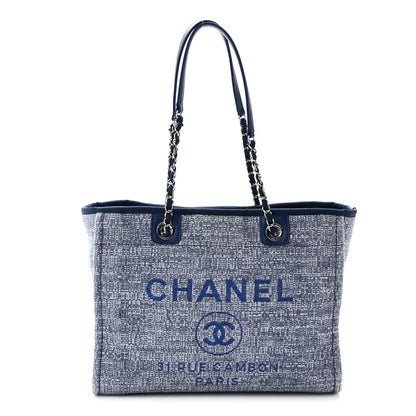 Chanel Woven Straw Raffia Small Deauville Tote Blue 1 of 10