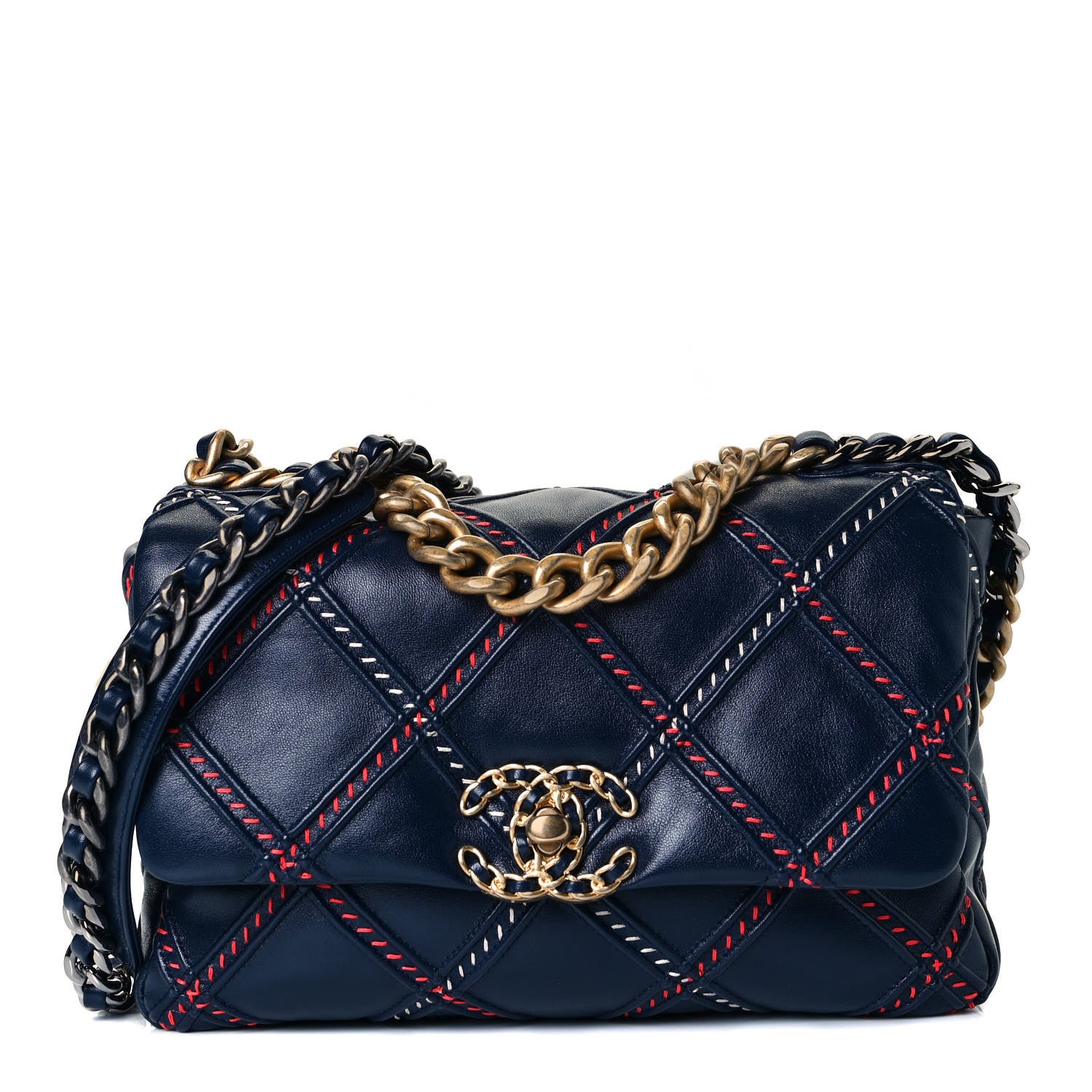 Chanel Lambskin Mixed Fibers Quilted Medium Chanel 19 Flap Blue 1 of 11