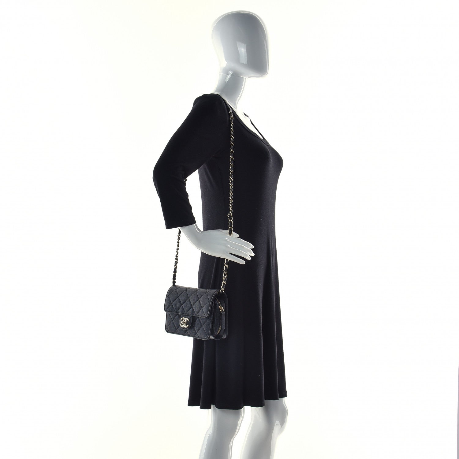 Chanel Caviar Quilted Like A Wallet Flap Black 2 of 9