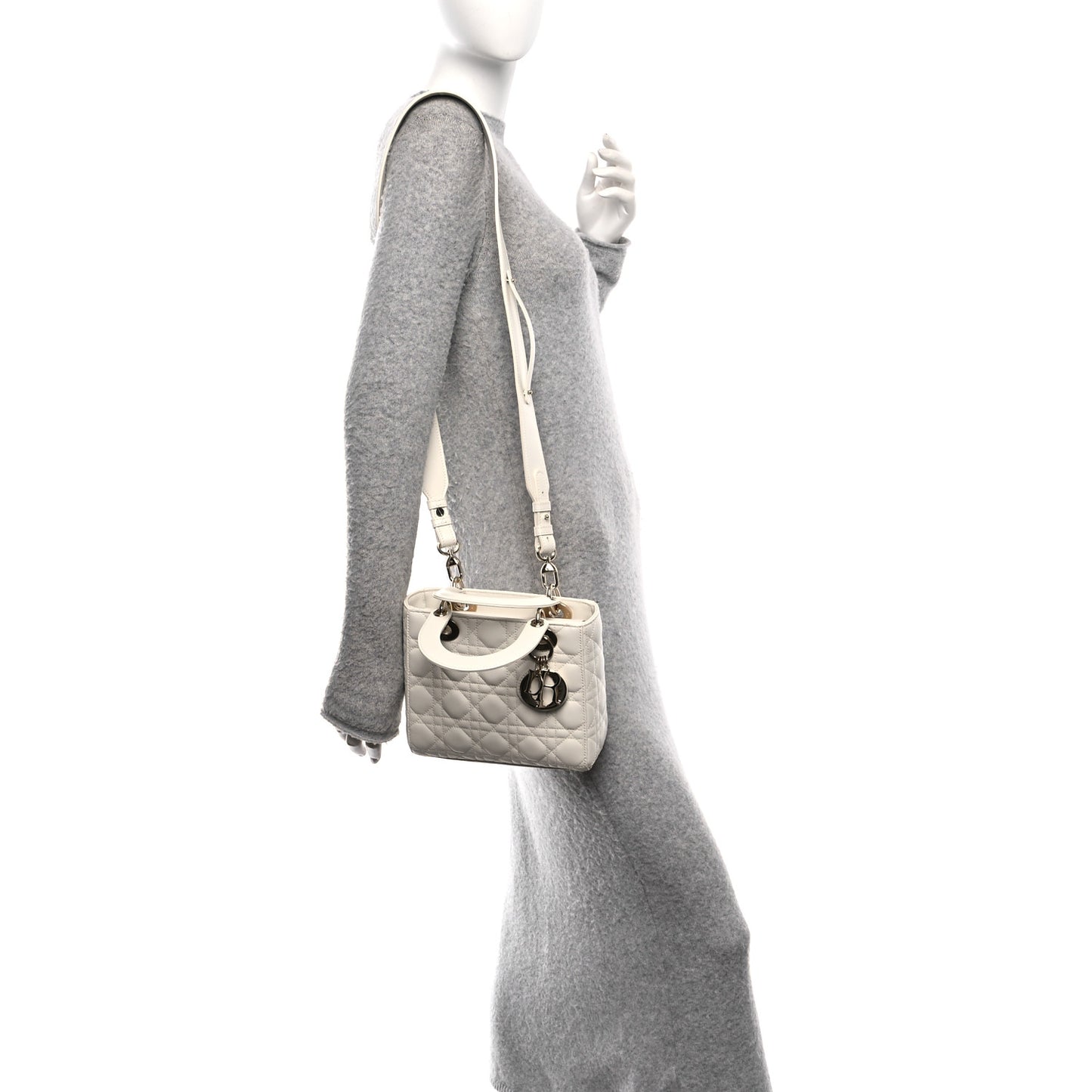 Lambskin Cannage Small My ABCDior Lady Dior White