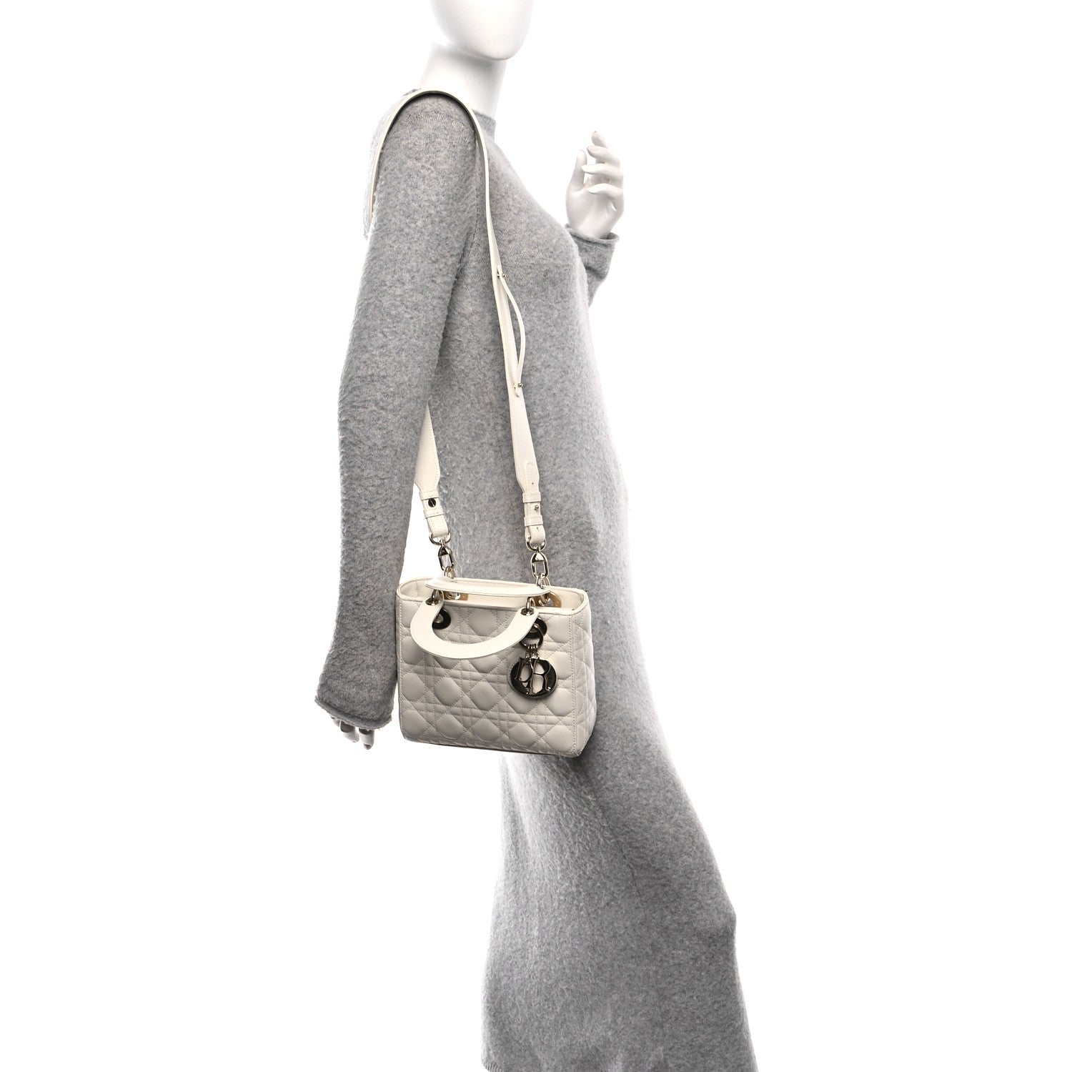Christian Dior Lambskin Cannage Small My ABCDior Lady Dior White 2 of 10