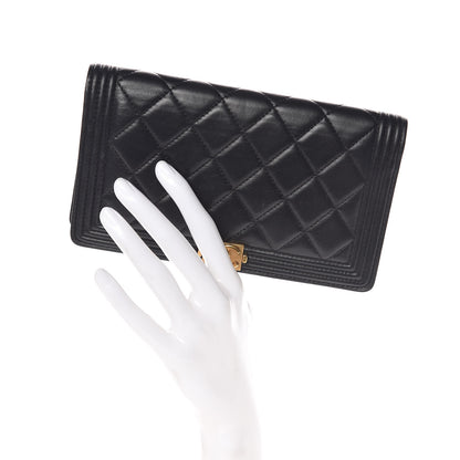 Chanel Lambskin Quilted Boy Yen Wallet Black 2 of 9