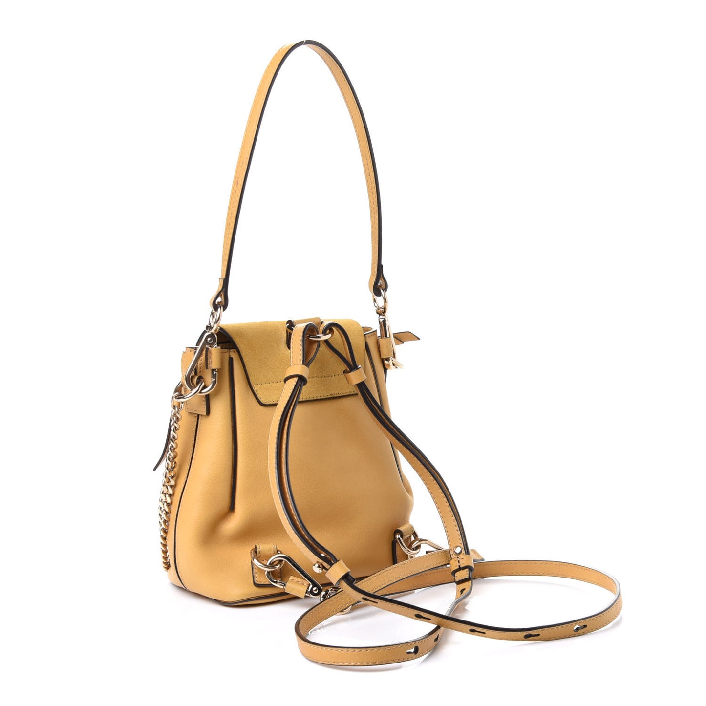 Suede Calfskin Mini Faye Backpack Dusty Yellow