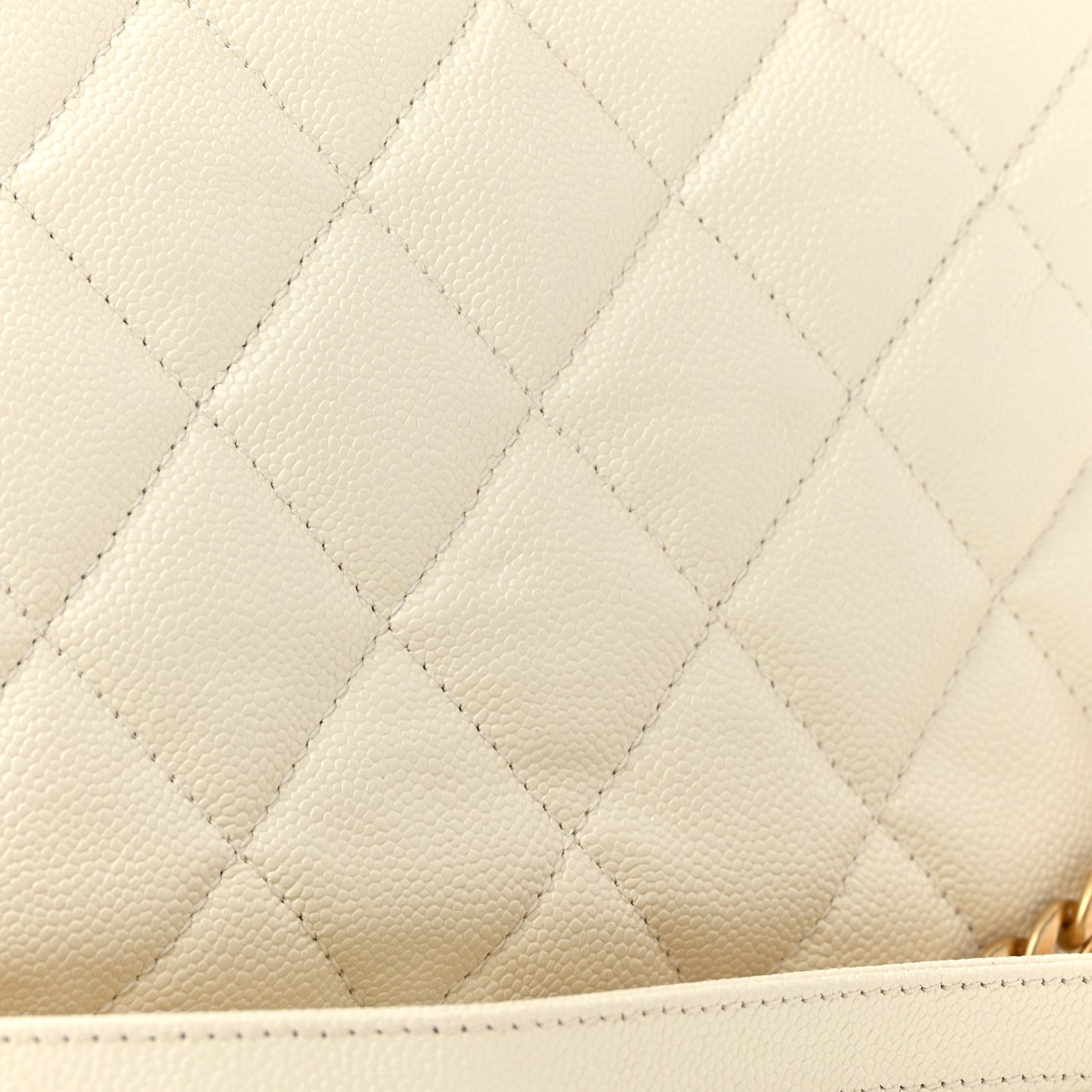 Shiny Caviar Quilted Large Chain Melody Flap White