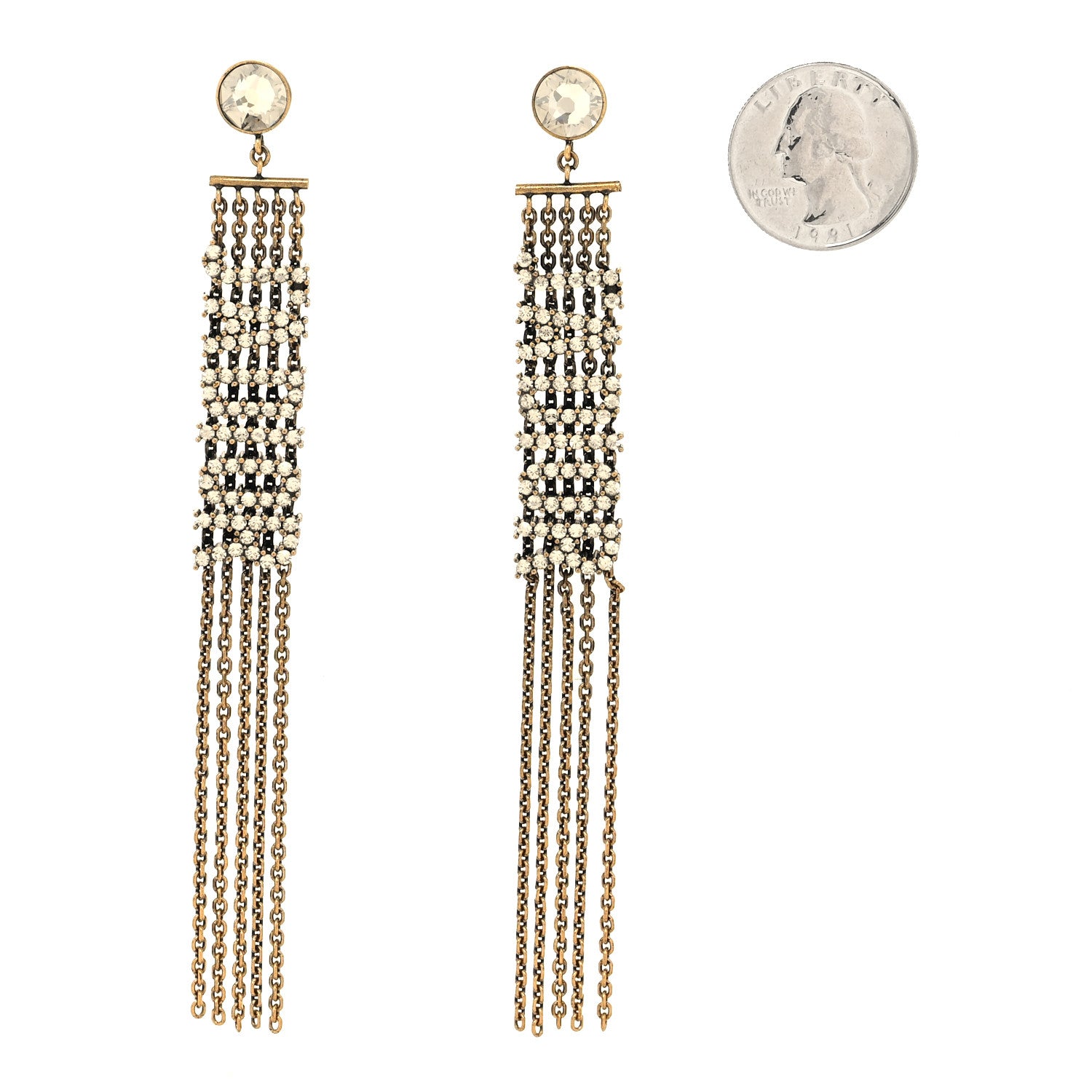 Christian Dior Crystal J'Adior Dangle Chain Earrings Gold 2 of 4