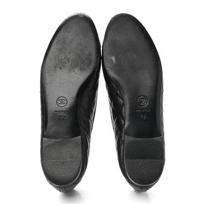 Chanel Aged Calfskin Quilted CC Cap Toe Ballerina Flats 38.5 Black 5 of 12