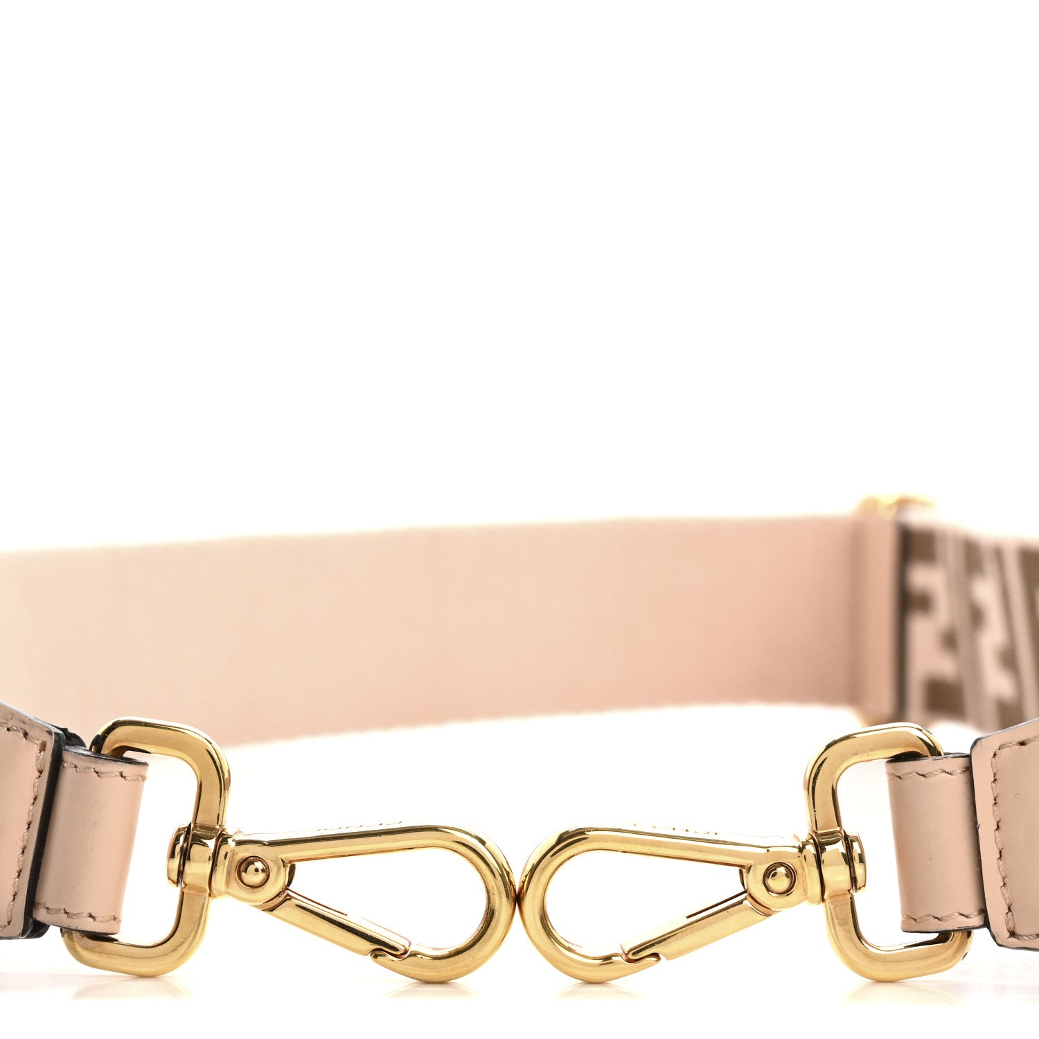 Fendi Jacquard Ribbon Vitello King FF Bi-Color Intreccio Adjustable Strap You Light Rose Camel 3 of 9